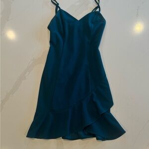 Teal Spaghetti Strap Mini Dress
